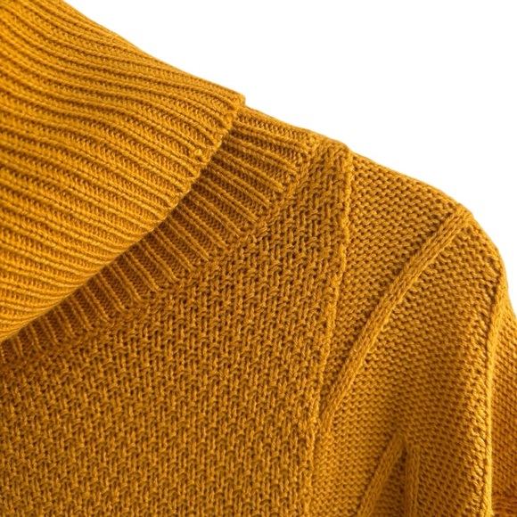 Laurel Grey Mustard Yellow Knit Cowl Neck Poncho Sweater Cozy Fall Layering OS - Picture 8 of 16